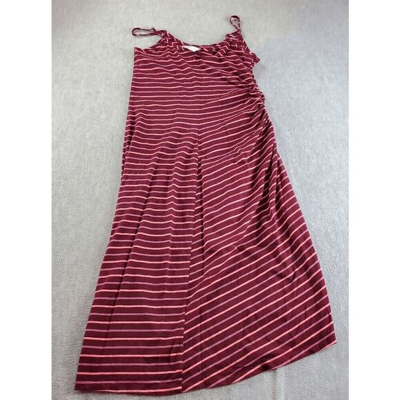Gap Dress Womens Medium Red Striped Spaghetti Straps Side Ruched Sleeveless Tank - Picture 7 of 8